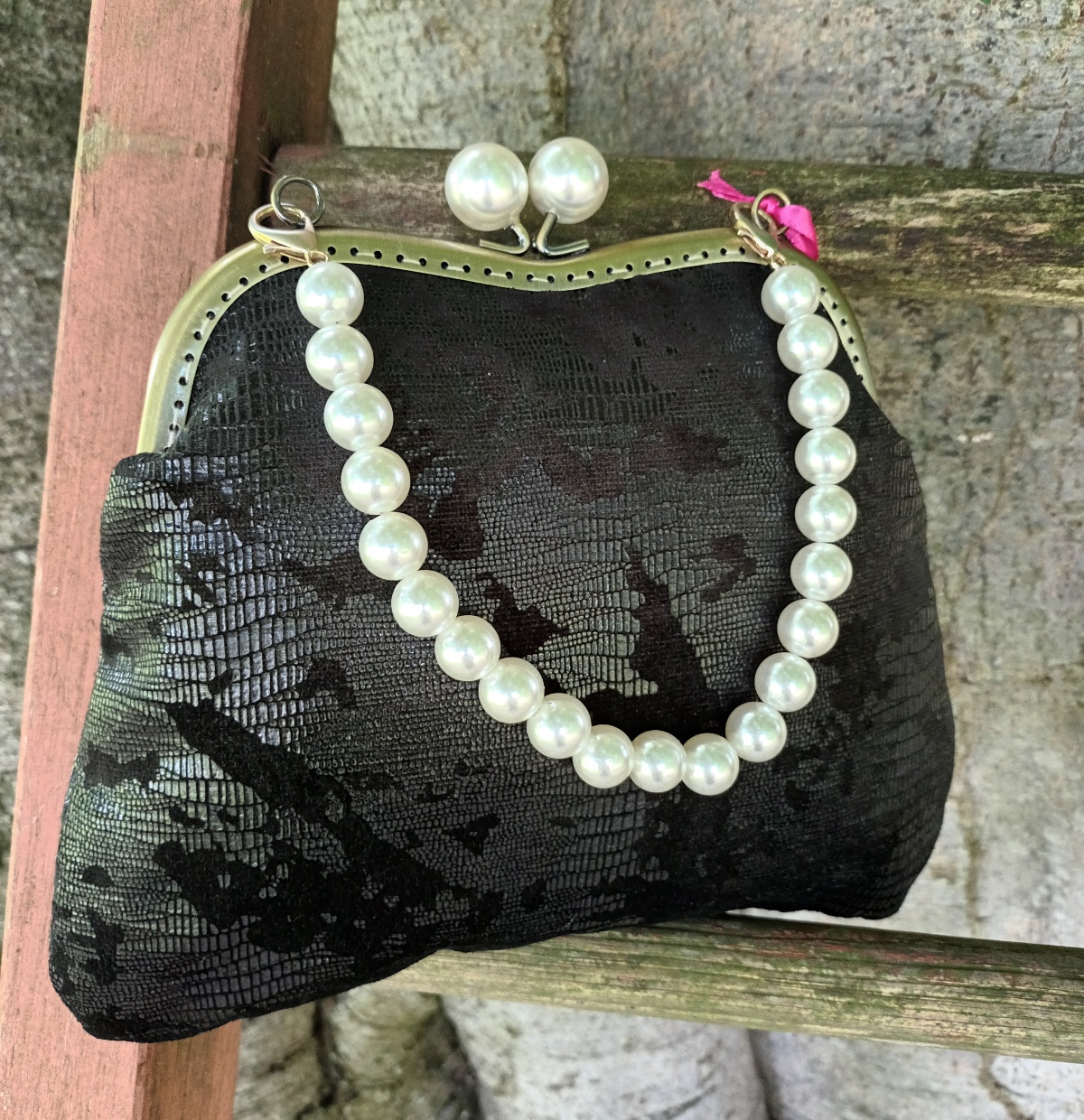 Hand Made Vintage Pearl Beaded Evening Bag